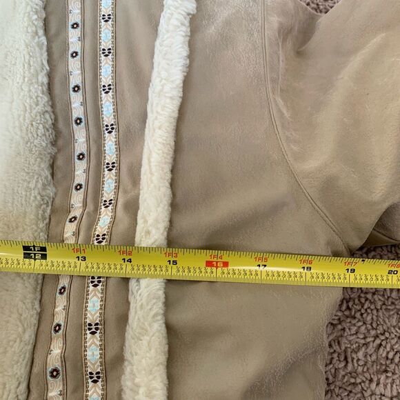 Paramount Tan Cream Hooded Faux Fur Coat Peacoat Small Penny Lane Princess - Picture 7 of 8